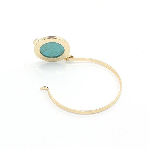 NWT Turquoise or White Marble Stone Gold Bangle - Picture 7 of 7